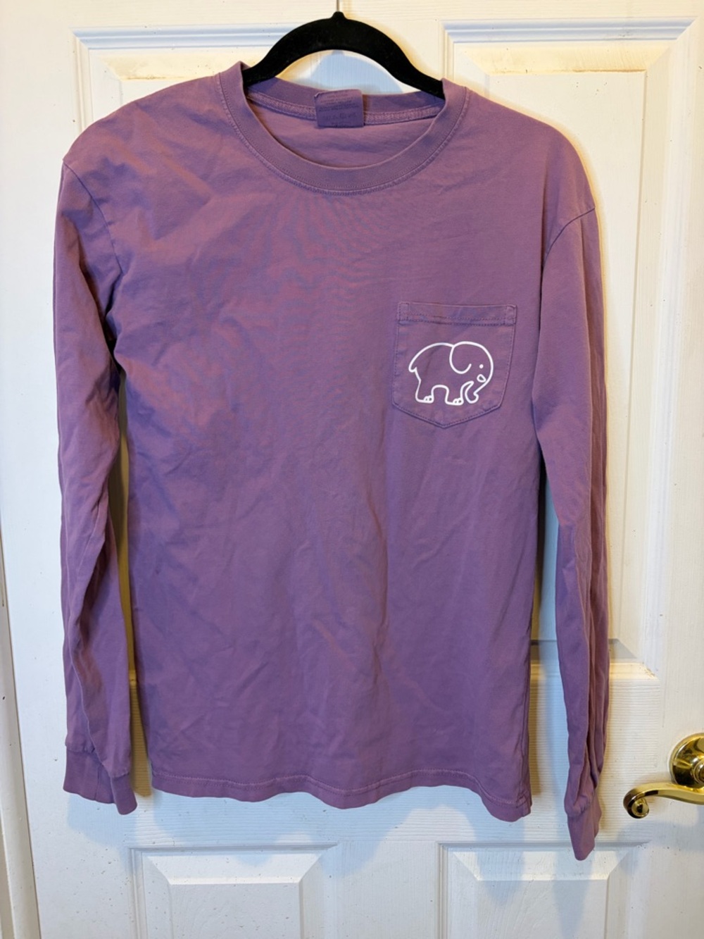 ivory ella Lavender Long Sleeve Pocket Tee with Elephant